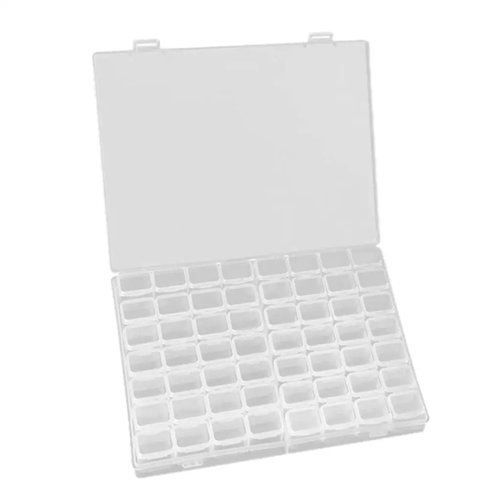 56 Dividers Nail Beads Gem Diamond Display Storage Case Plastic Jewelry Necklace Holder Organizer Box