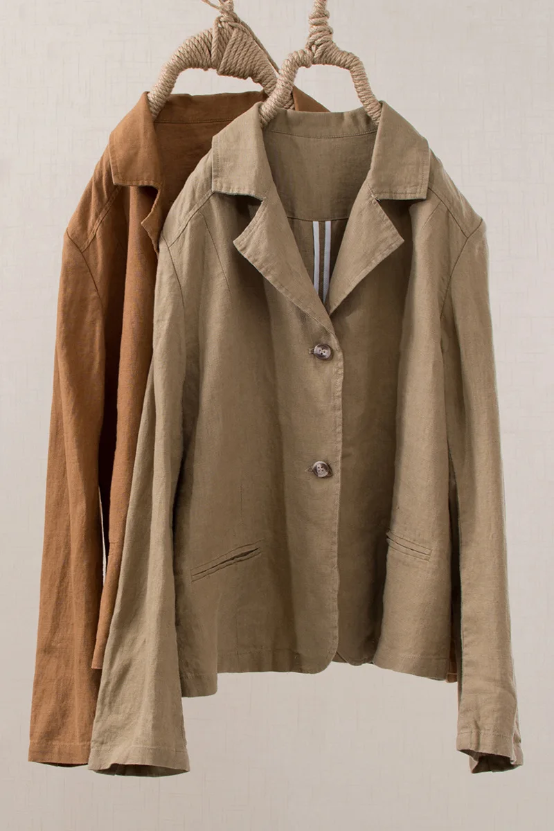 

Slap 2019 Spring And Autumn New Products Retro Flax Small Suit Women's Two-Button Cotton Linen Casual Cardigan Short Jacket