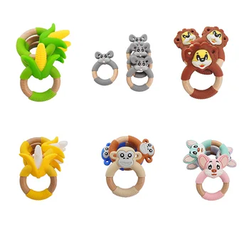 

Chenkai 5PCS Silicone Corn Banana Squirrel Monkey Mouse Lion Teethers For DIY Baby Nursing Pacifier Clip Necklace Jewelry