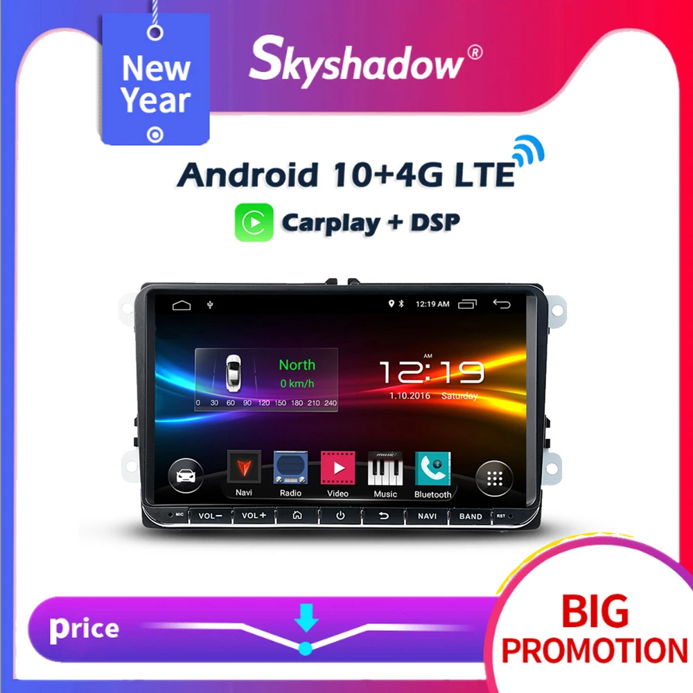 Carplay DSP Android 10 0 32G 64G LTE автомобильный dvd плеер GPS WIFI Bluetooth радио для VW Golf Polo Jetta Tiguan Passat