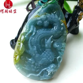 

Hezhou jewelry!Myanmar natural jade!Exquisite hand carving!Dragon pendant!Exquisite workmanship!84.64g