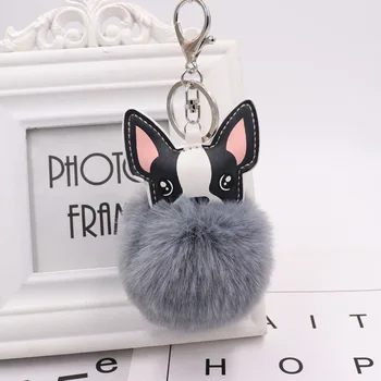 

Fashion cute puppy hair ball keychain Dog year of the year puppy plush bag car pendant hot sale Plush Toys Kids Gifts