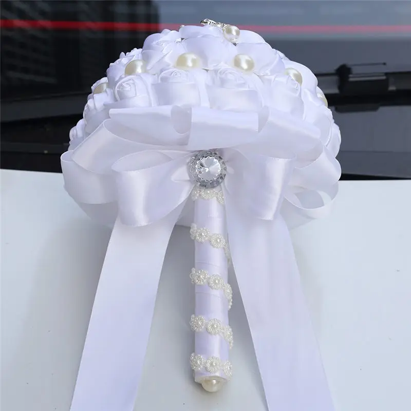 WifeLai-Европейская бриллиантовая брошь, букет, белые свадебные букеты, свадебные букеты ручной работы, атласный букет невесты de noiva W1726
