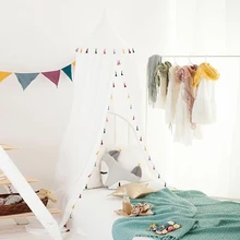 Шифон Детская комната украшения шары москитная сетка занавес для детской кровати навес круглый для кроватки сетка палатка реквизит для фотографии 240 см