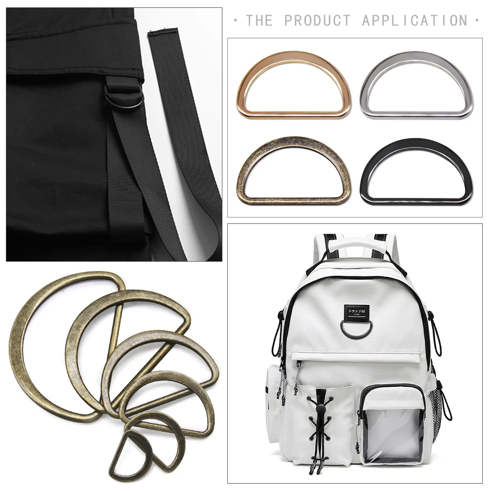 Metal D Ring Buckle 20pcs/lot 15mm/20mm/25mm/30mm/40mm silver black bronze gold type D ring Connection alloy metal shoes bags