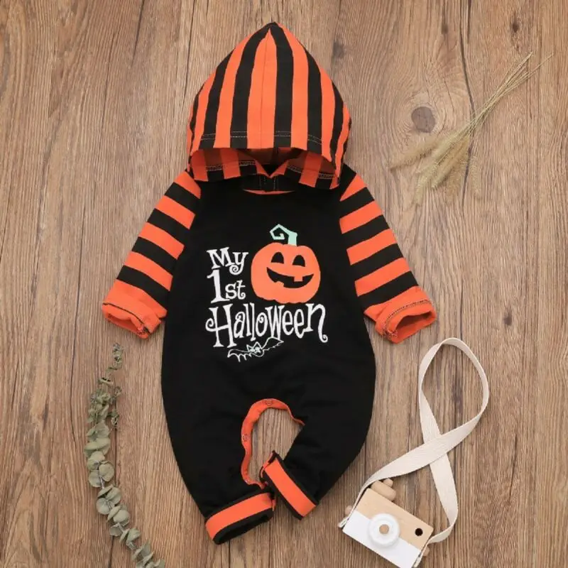 

Halloween Clothes Newborn Baby Girl Boy Clothes Pumpkin Hoodie Romper Jumpsuit Outfit Sunsuit 0-24 months