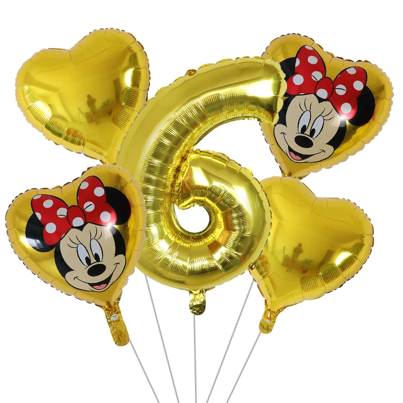 5 шт., воздушные шары в форме сердца Микки и Минни Маус, латексные шары с цифрами 30 дюймов для детского дня рождения, 1, 2, 3, 4, 5, 6 месяцев, украшение из мультфильма - Цвет: Шоколад