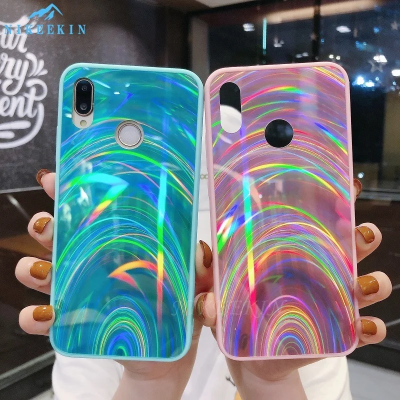 Радужный чехол для телефона Huawei P40 Lite P30 Pro P Smart Z Y5 Y9 Y6S Y7 2019 блестящий Honor 9X 20S 8S 8X 8A 10