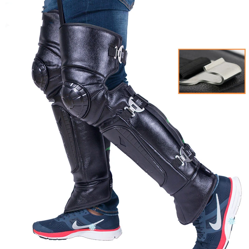 

2Pcs Motorcycle Warm Kneepads Riding Protective Knee Winter Windproof Waterproof Knee Pads PU Leather Plush Protector Pad