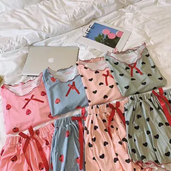 

JD-Loose Version of Divided Skirt Princess Style Fairy Style Crew Neck Bow Women's Extra-large Tracksuit Pajamas Collection