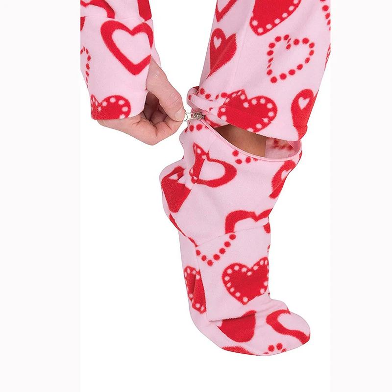 Autumn And Winter Coral Velvet Onesies Jumpsuit Pajama Casual Keep Warm Soft Pajamas Suit Cute Pink Love Homewear Nightwear