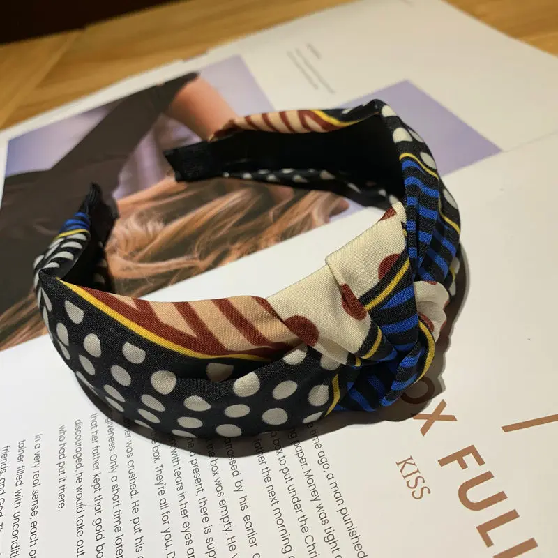Koren Style Women Fashion Hair band Wide Hair Accessories Dot Stripe Head bands Bowknot Party Graceful Sweet Girls Headwear