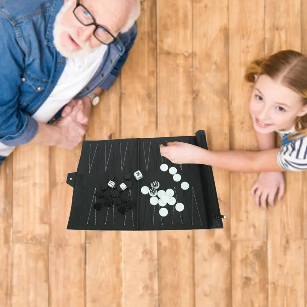 

Leather Chessboard PU Chess Board Portable Backgammon Board Children's Intellectual Training Casual Puzzle Game
