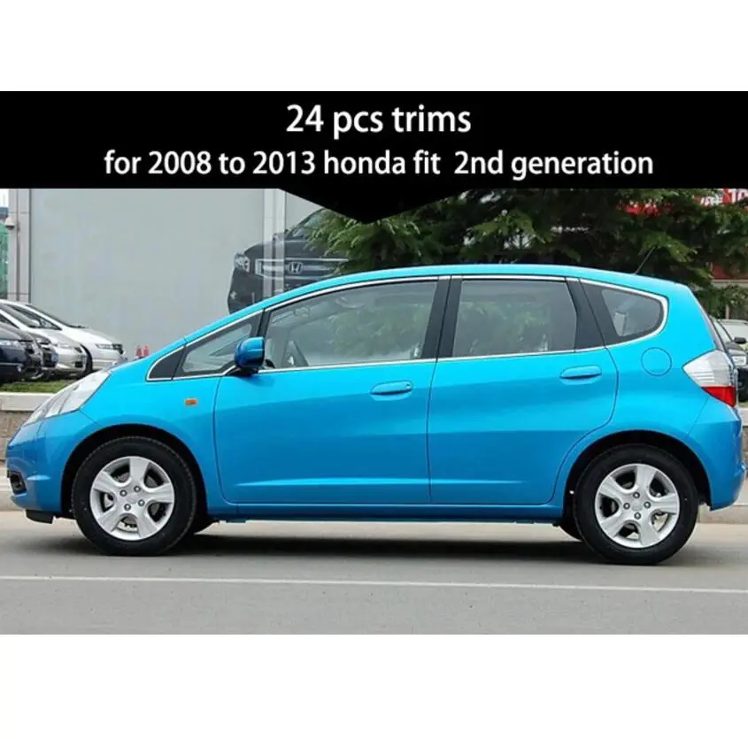 Нержавеющая сталь снаружи подоконник крышка планки для honda fit honda jazz 2008 2009 2010 2011 2012 2013 - Цвет: 24 pcs trims