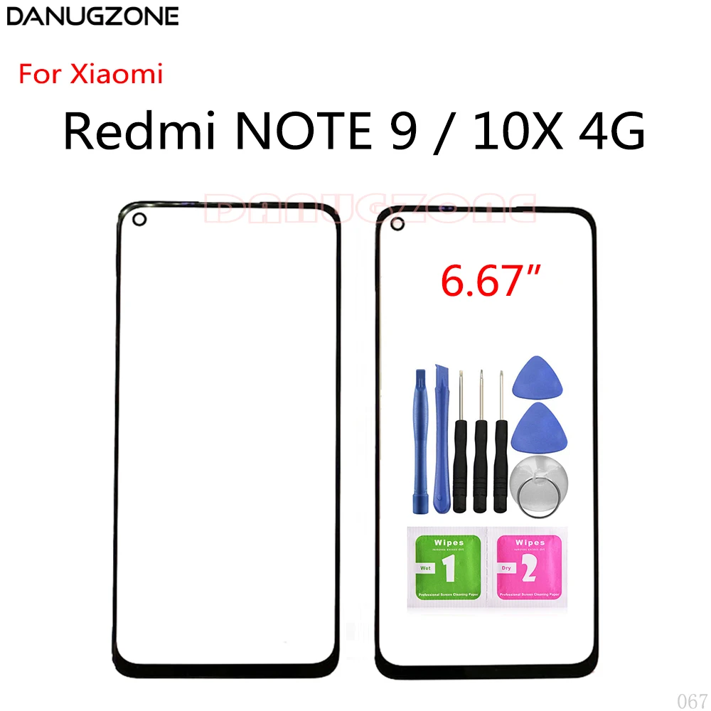 

Передний стеклянный объектив сенсорного экрана для Xiaomi Redmi NOTE 9 / 10X 4G, ЖК-дисплей, передняя стеклянная панель объектива