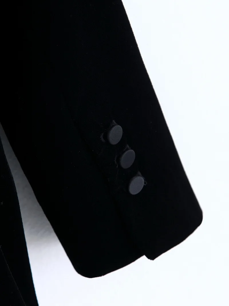 Женский черный костюм, осень, Модный мягкий бархатный блейзер и штаны, современный женский комплект из 2 предметов