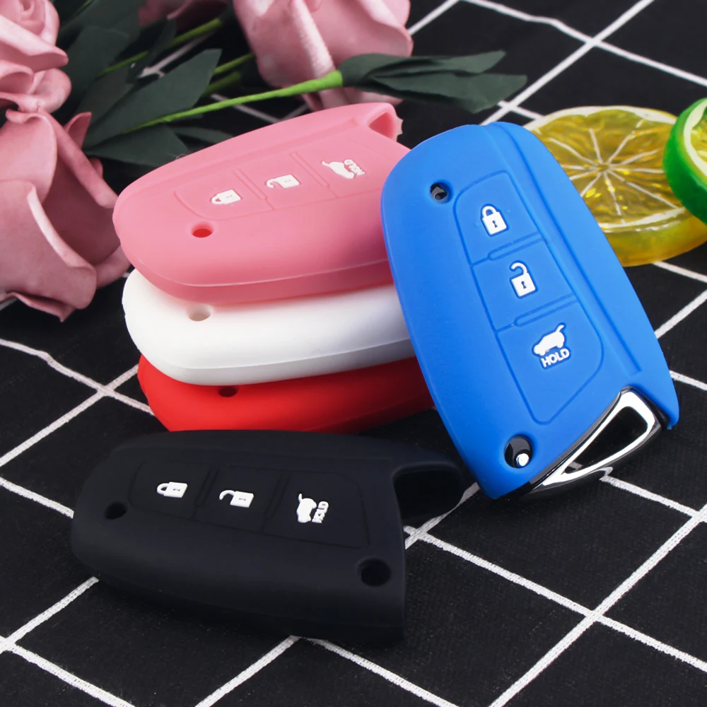 Cover in silicone chiave telecomando per Hyundai Elantra Solaris ix35 ix45 Accent Santa Fe 3 BT - H727cfd357595415097964a64ae51659eK