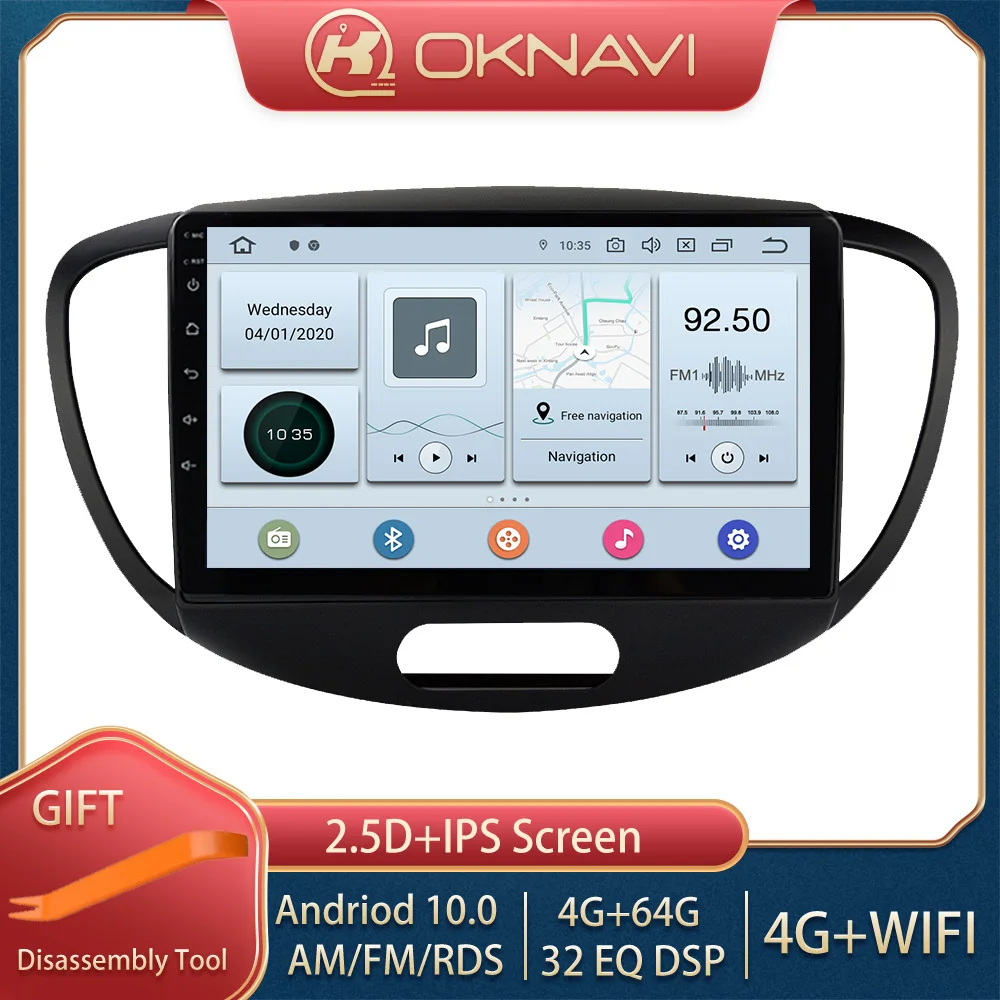 Автомагнитола на Android 10 для Hyundai Grand I10 2008 мультимедийный видеоплеер PX5 PX6