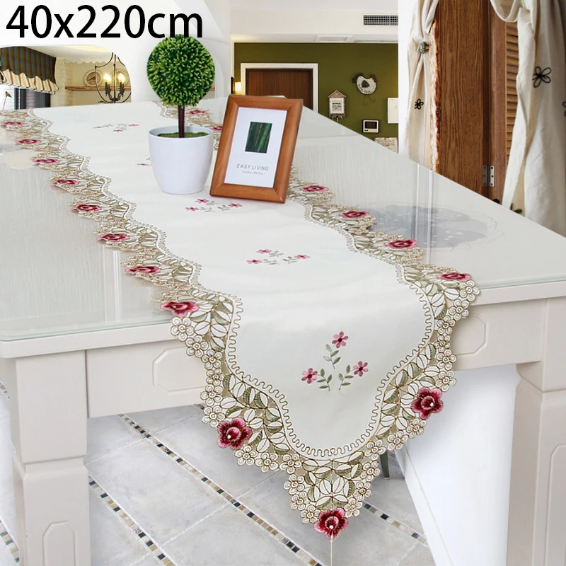 

100% Brand New Embroidered Table Runner Pastoral Waterproof Tablecloth Home Party Wedding Decor