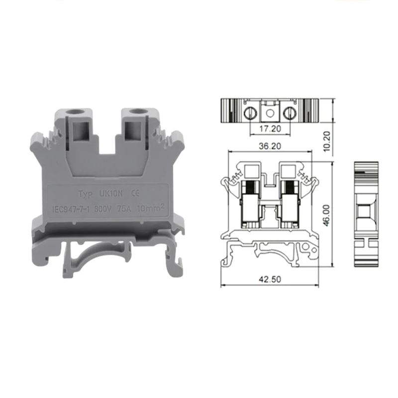 5 шт. Din Rail UK 10N Универсальный Винтовые клеммы Morsettiera коннекторов для электрических