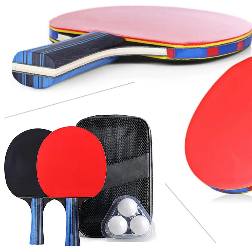 A Pair Professional Table Tennis Ping Pong Racket Paddle Bat+3pcs Balls Bag Set 