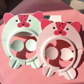 

Baby shampoo cap adjustable bath shield animal cartoon newborn shower hat cute child sun visor with ear muffs water baffle