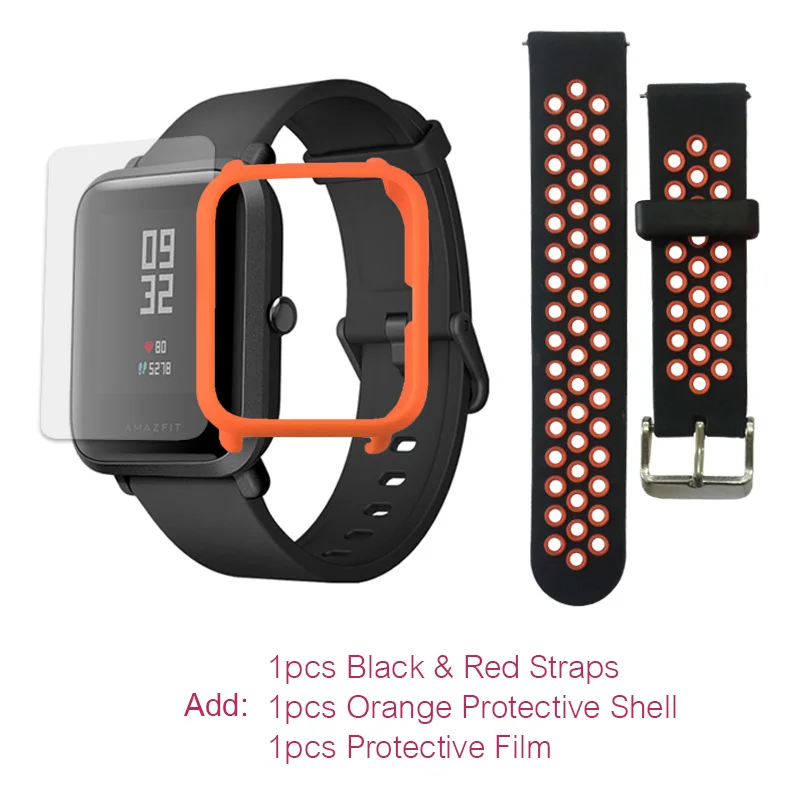 Английская версия Смарт-часы Xiao mi Amazfit Bip Hua mi Pace Lite IP68 gps Gloness умные часы Пульс 45 дней в режиме ожидания - Цвет: .Red Orange film.