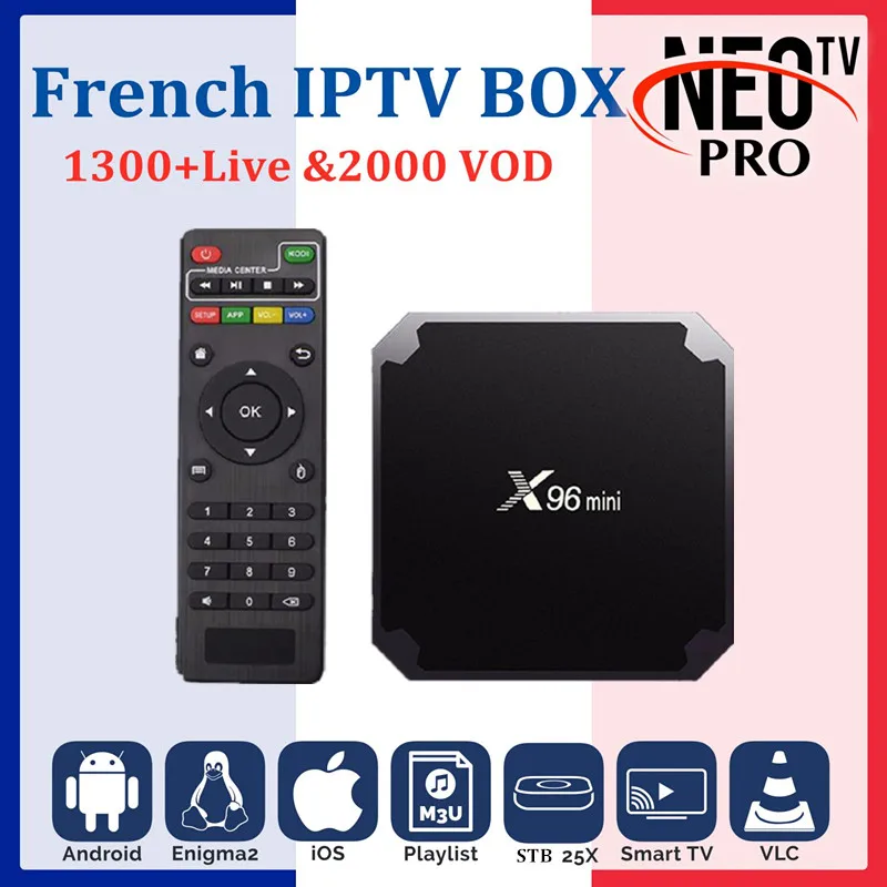 

Android TV box X96 mini+1 year IPTV NEO tv pro 1300+Live for iptv France Belgium Arabic UK europe IPTV M3U smart tv box adnroid