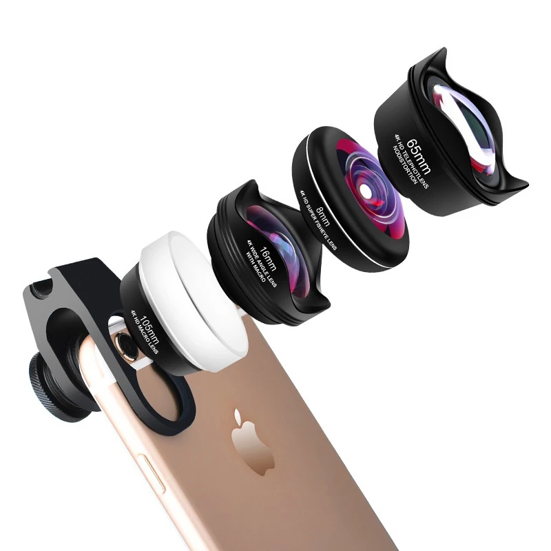 

Universal 4in1 HD 4K Smart Phone Camera Lens Kit Telephoto Lens with Fish Eye Wide Angle Macro Mobile Phone Lens