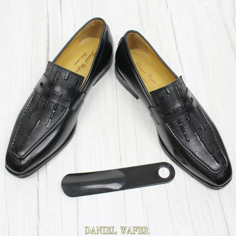 Роскошная итальянская мужская кожаная обувь офисные туфли на высоком каблуке, деловые туфли; свадебные мужские мужская обувь черного и коричневого цвета без шнуровки женские Пенни-Лоферы мужские лоферы