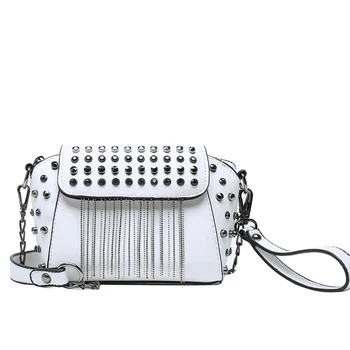 

purses and handbags Pure PU Leather Mini rivet design tassel shoulder bag crossbody bags for women sac a main femme luxury bag