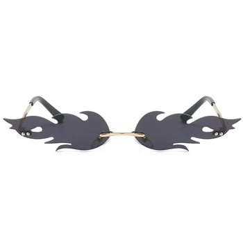

Fashion Sunglasses Frame Lens Women Rimless Wave Sun Glasses Eyewear Streetwear Luxury Brand Designer Metal Sunglass Shades