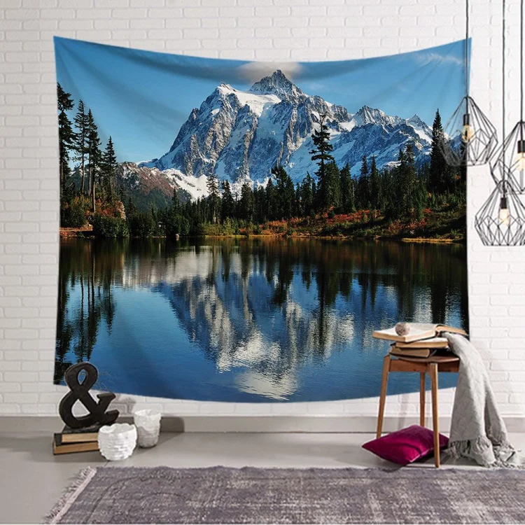 Mountain Forest Scenery Pattern Tapestry Wall Hanging Decor Art River Tapestries 