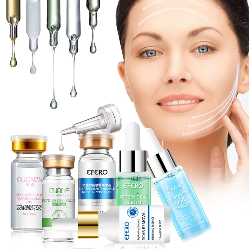 Face Serum Anti-Aging Hyaluronic Acid Six Peptide Collagen Essence Shrink Pores Moisturizing Whitening Face Cream Acne Treatment
