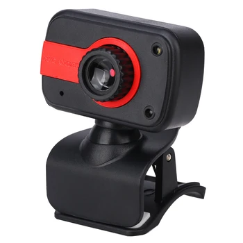 

480P High-Definition Clip Camera Digital Video Webcamera V3 Webcam with Microphone for Computer Desktop Laptop (Black Red)