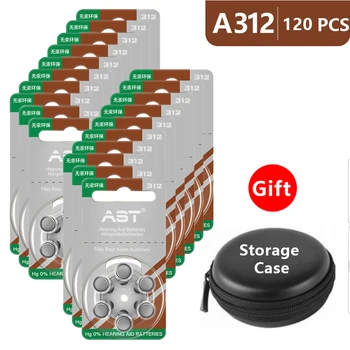 

Hearing Aid Batteries Size 312 za AST,Pack of 120,Brown Tab PR41 1.45V Type 312 AU-6nhs Zinc Air Battery for with Box Case