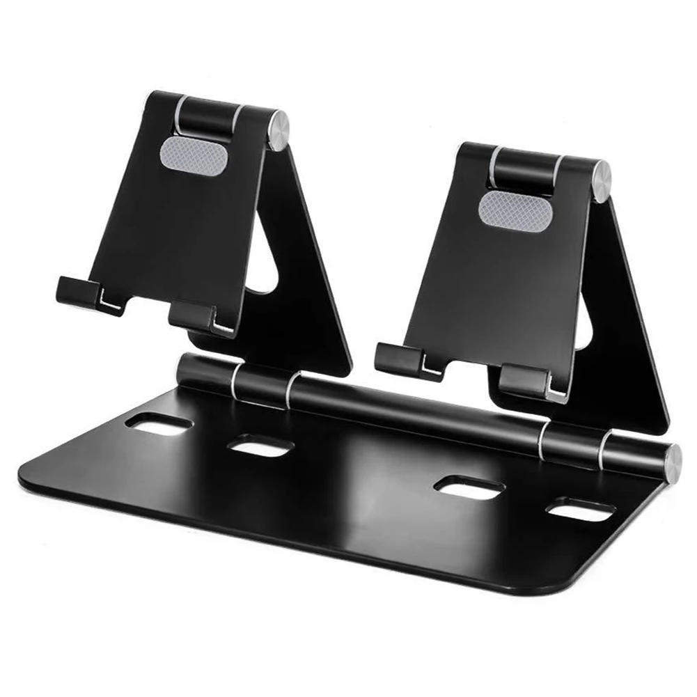 

Lazy Mount Black Adjustable Angle Household Tablet Phone Holder Portable Office Desktop Double Stand Gift Foldable Hands-free