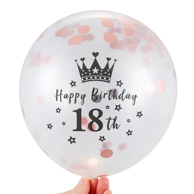 5 шт. 12 дюймов конфетти шары латексные розовые шары на день рождения 18 лет юбилей Свадебная вечеринка украшения