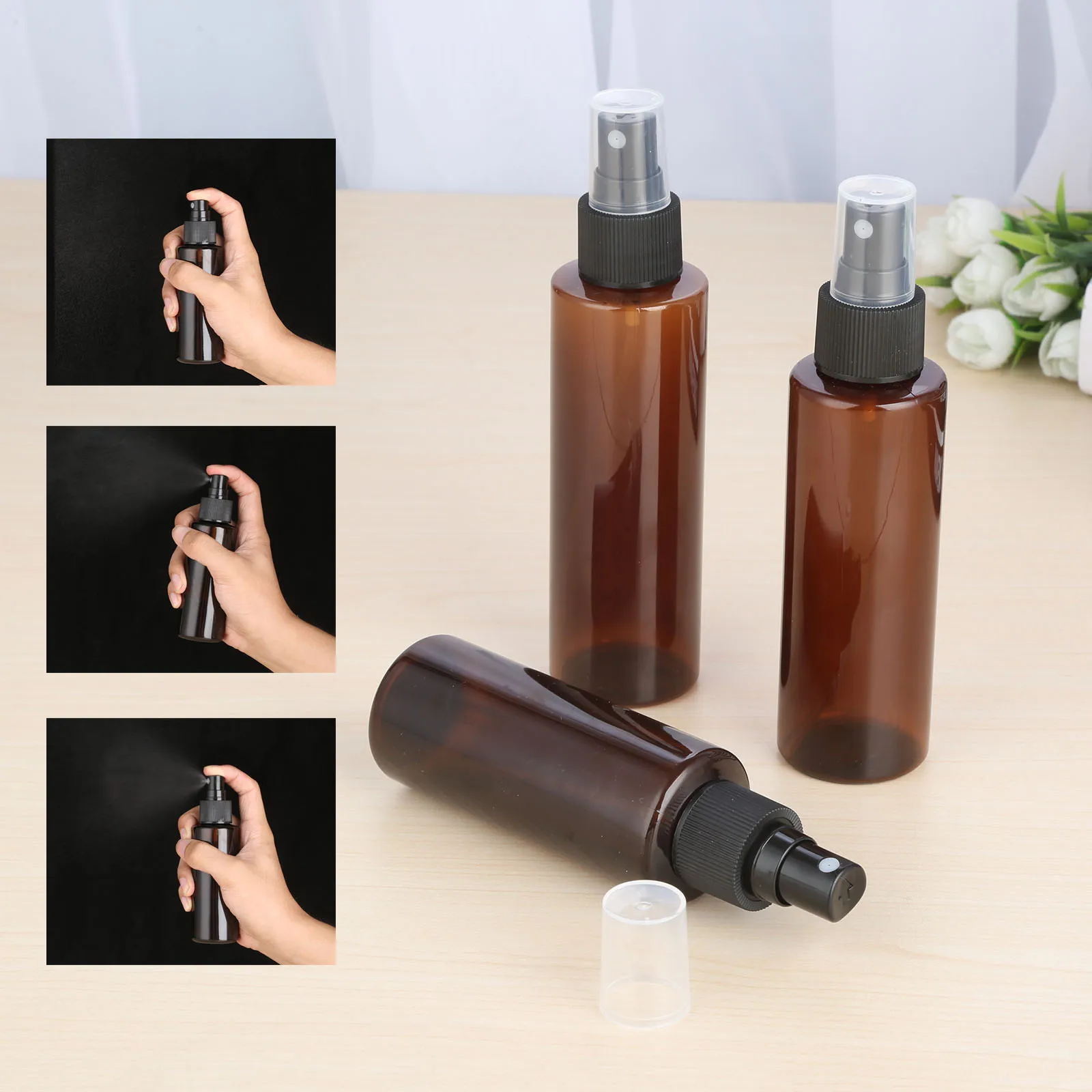 5pcs 100/120/150ml Spray Bottles Plastic Mini Refillable Container Empty Cosmetic Containers | Красота и здоровье