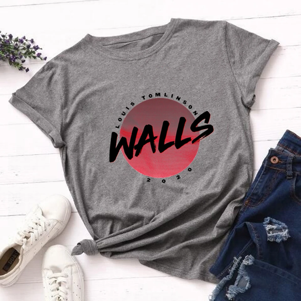 

2020 Summer Women T-shirt Louis Tomlinson Walls Tshirt Casual Tops Fashion Women T Shirt Funny Streetwear Hip-hop Short Sleeve
