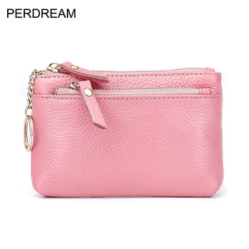

Mini leather multi-function coin purse ladies zipper Real cow small purse key coin bag