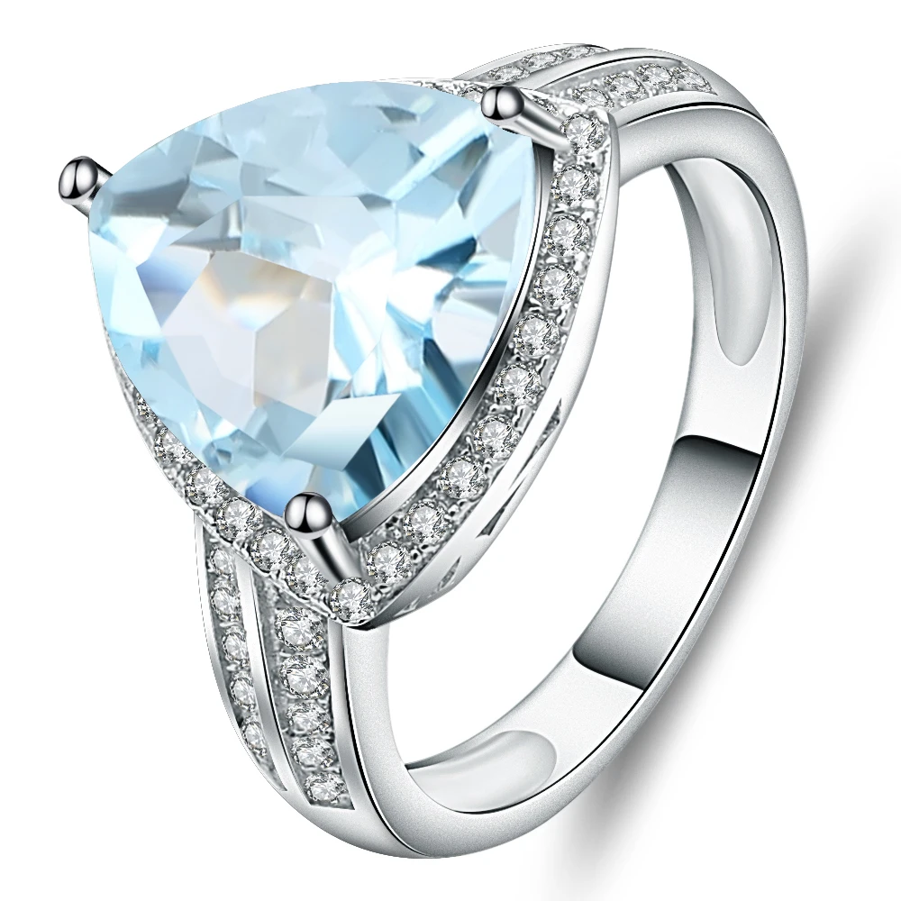 GEM'S BALLET, 5.47Ct, треугольник, натуральный, небесно-голубой, 925 пробы, серебро, топаз, драгоценный камень, кольца, хорошее ювелирное изделие для женщин, обручальные кольца