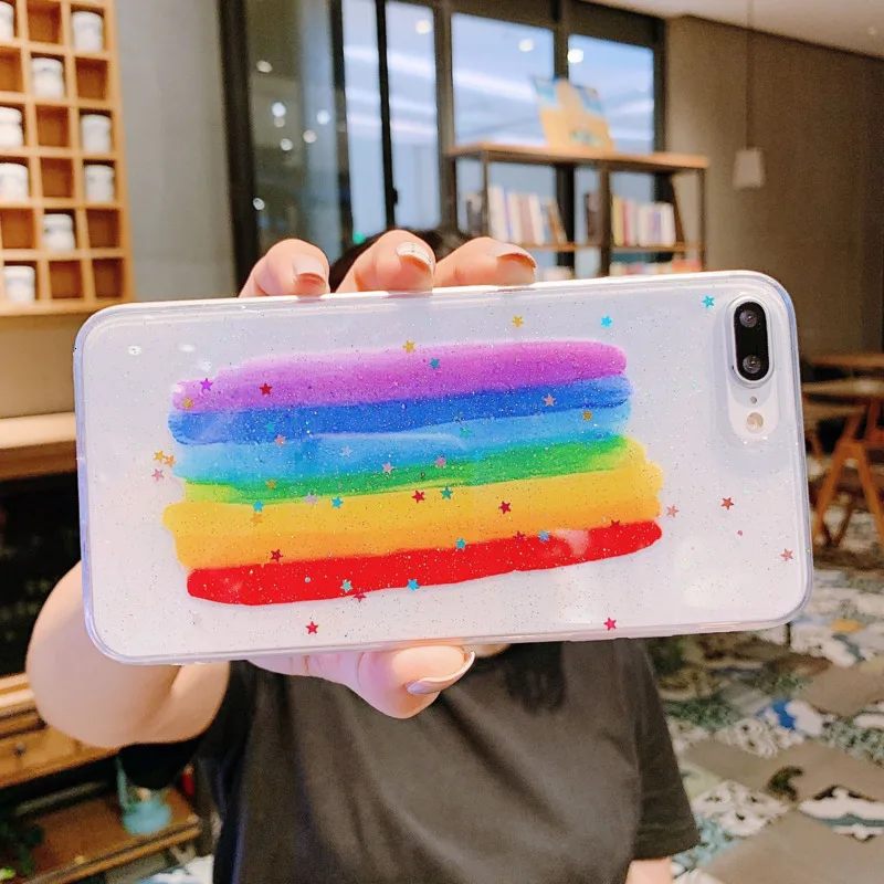 Простой Звездный Радужный Прозрачный чехол для телефона iPhone11 X XS 8 7 6 6S PluS PU Мягкий