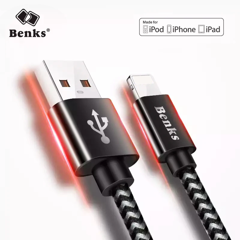 Кабель Benks MFi с разъемом Lightning для iphone 5 6 7 8 Plus X XS MAX XR 2 4 А кабель быстрой зарядки 11 Pro