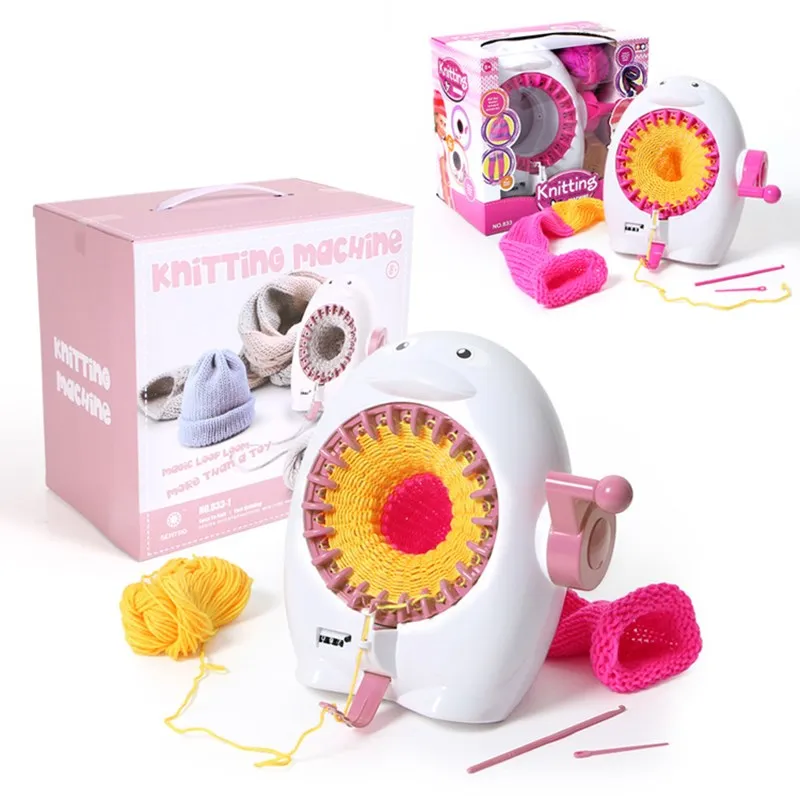 Diy 48-pin Cylindrical Hand-cranked Knitting Wool Machine, Pretend Play Toy  Handmade Knitting Scarf Hat - Temu France