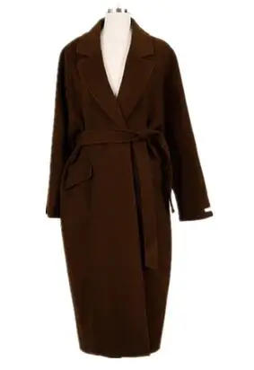 Женские пальто GETSPRING из шерсти, женские зимние пальто, женское экстрадлинное пальто в стиле ретро, с поясом, шерстяное пальто, пальто больших размеров - Цвет: dark brown