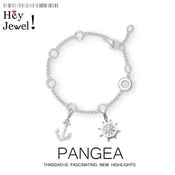 

Anchor & Rudder Charm Bracelets Link Chain 925 Sterling Silver Lucky Trendy Fashion Club Jewelry Europe Style Women Girls Gift