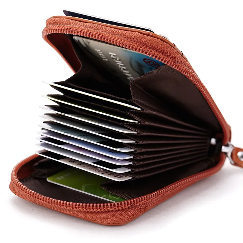 

Unisex Business Card Holder Genuine Leather Men's Card Wallet Credit Card Holder Case Solid Wallet Box Purse for Men Women