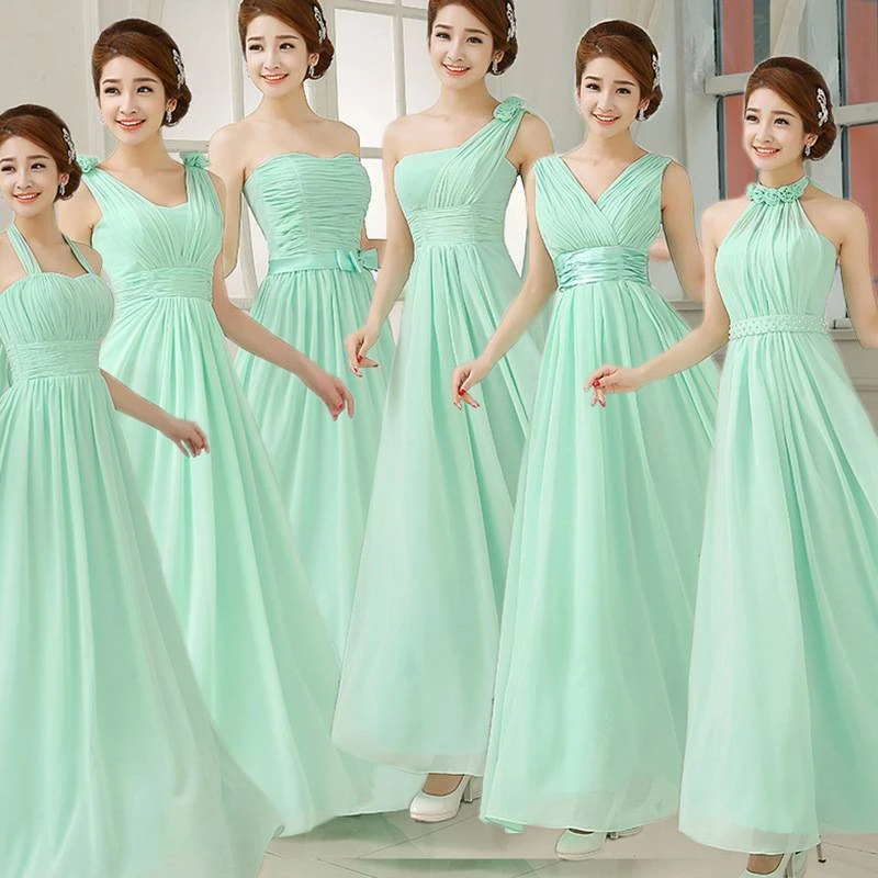 long mint green bridesmaid dresses