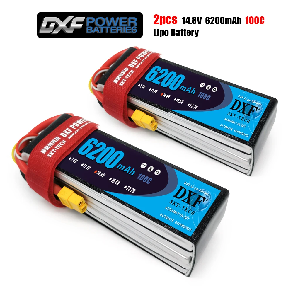 

2PCS DXF RC Lipo Battery 4S 14.8V 6200mah 100C MAX 200C Bateria for RC AKKU Car Boat Airplane Quadcopter battery
